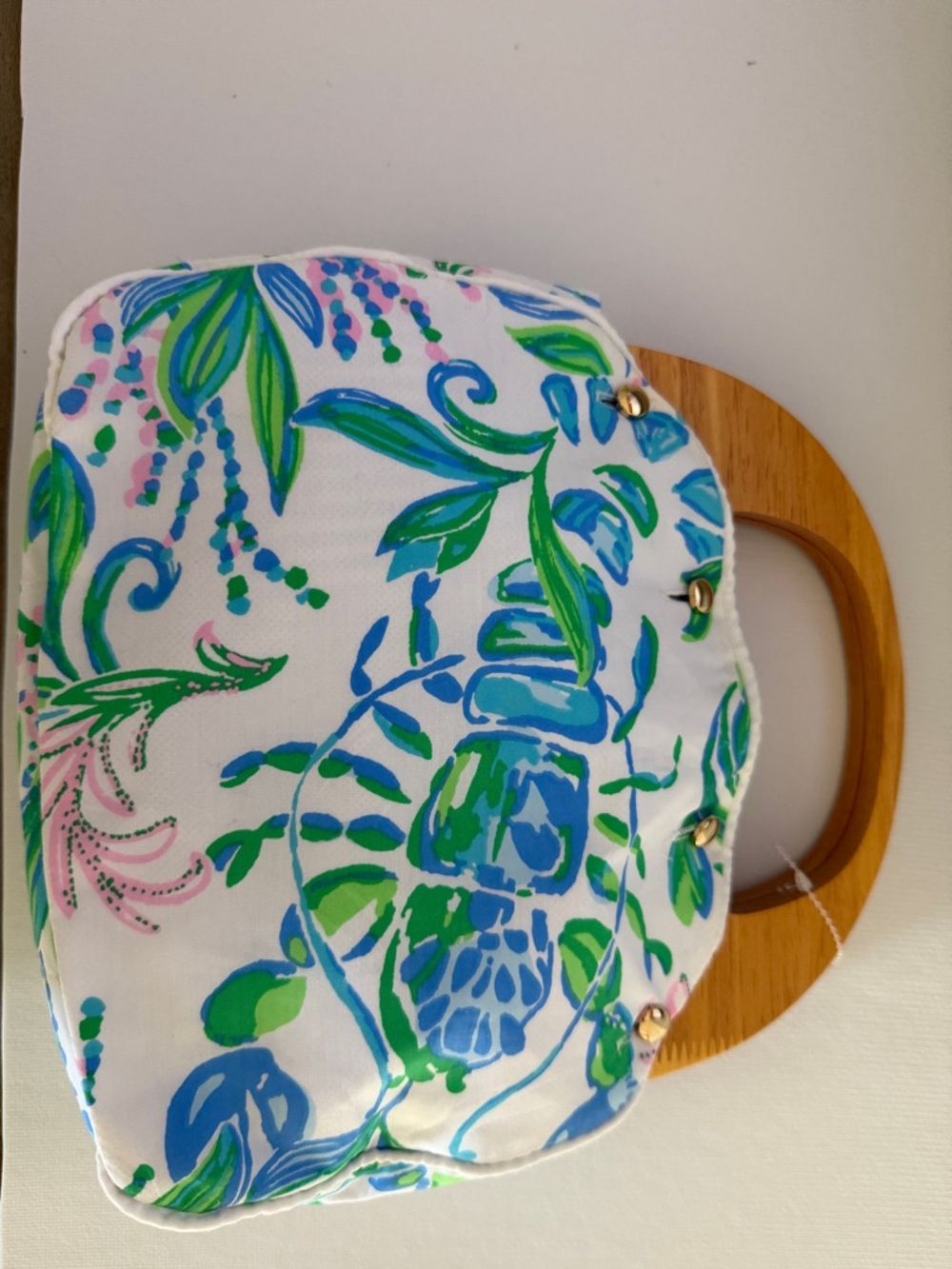 Lilly Pulitzer White Floral Mini Bag with Blue, Green and Pink Accents